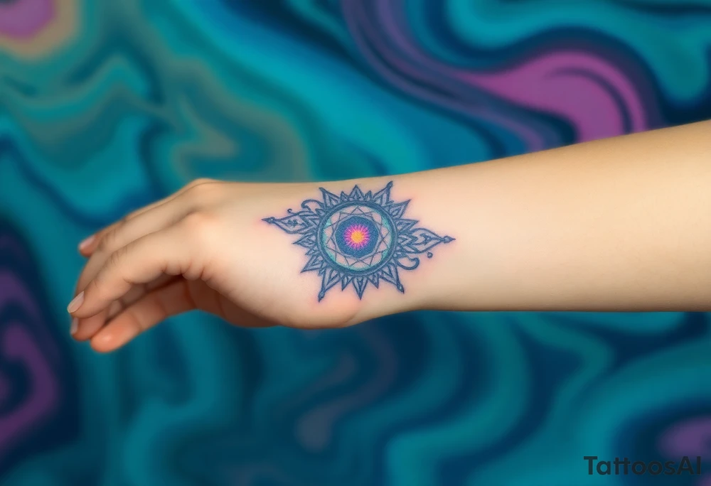hand held cracked mirror tattoo idea