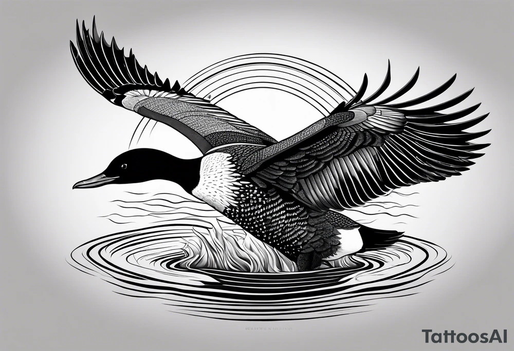 A loon with its wings spread tattoo idea