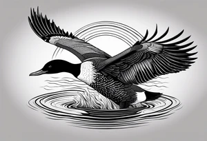 A loon with its wings spread tattoo idea