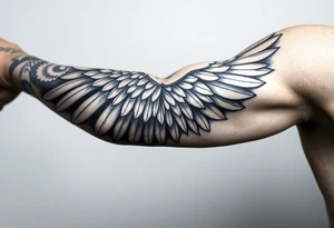Shoulder to elbow wing tattoo idea