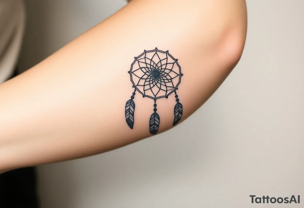 dreamcatcher, with feathers, authentic tattoo idea