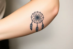 dreamcatcher, with feathers, authentic tattoo idea