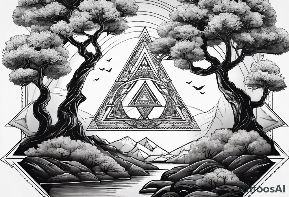 yggdrasil
3 line triangles behind tattoo idea