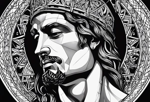 Crucified man in rom
an numerals circle tattoo idea