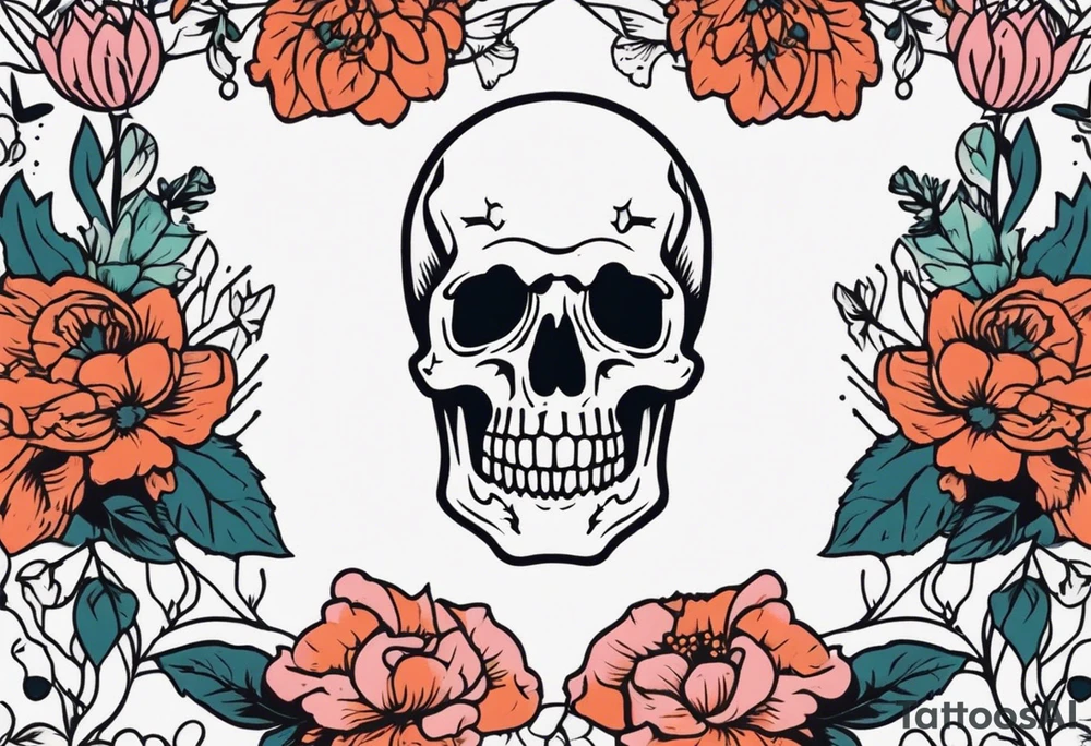 human skeleton

old school vintage simple traditional design surrounded by vintage flowers


bold color simple tattoo idea