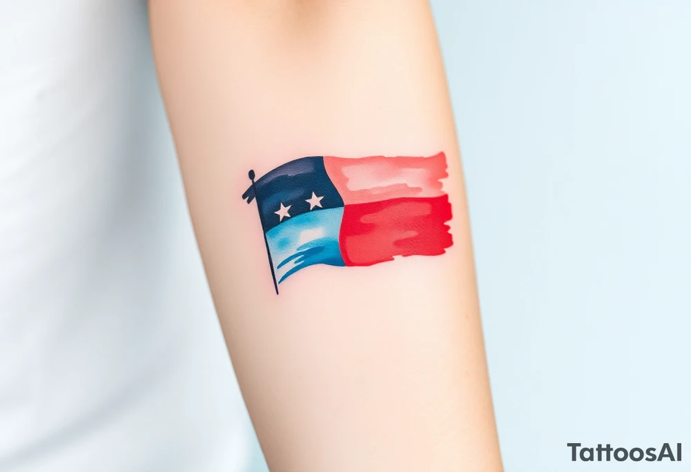 A stylized Czech flag in brushstroke style, with a hand-painted aesthetic and dynamic motion tattoo idea