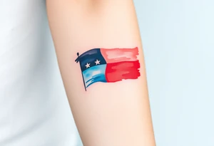 A stylized Czech flag in brushstroke style, with a hand-painted aesthetic and dynamic motion tattoo idea