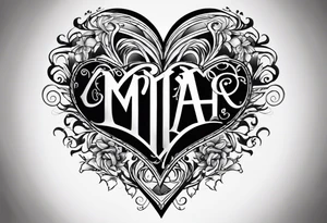 The word Mia inside a heart tattoo idea