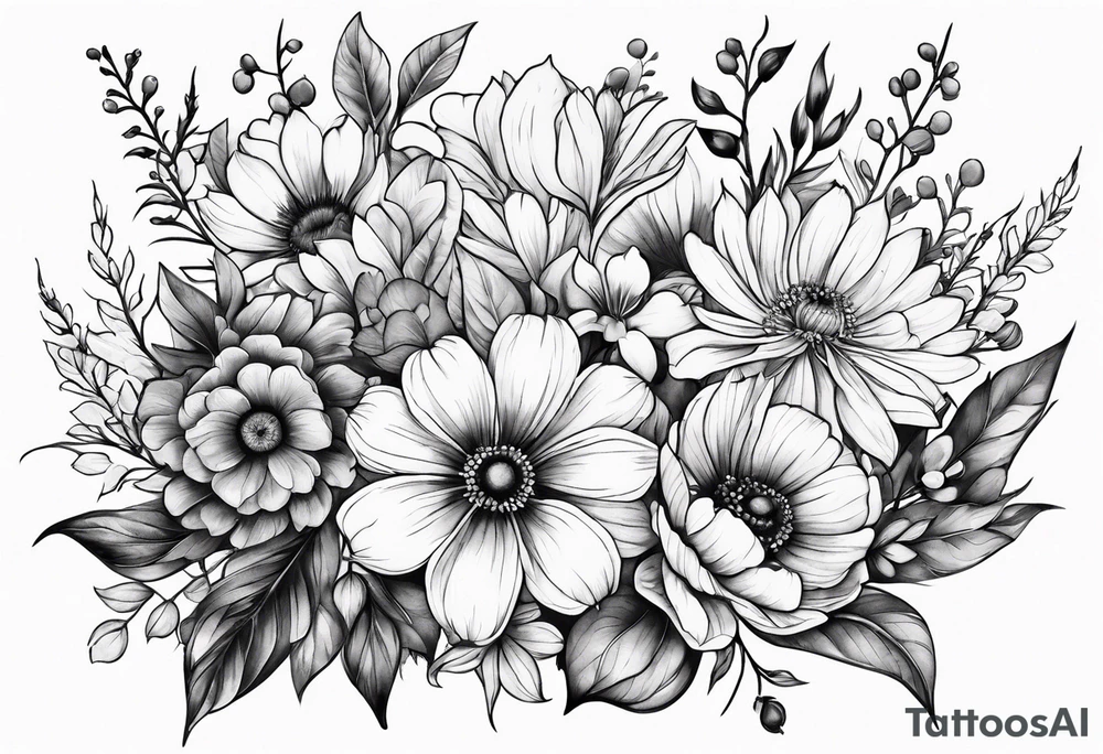 wildflower bouquet tattoo idea