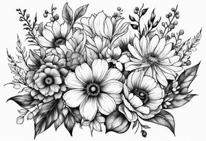 wildflower bouquet tattoo idea