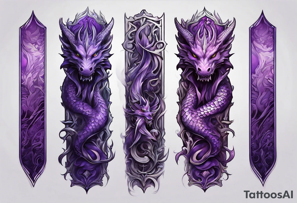 Purple eldritch dragon arm sleeve tattoo idea