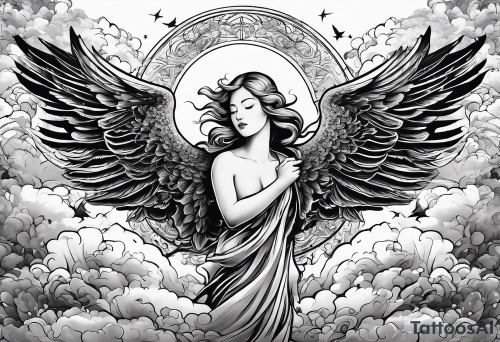 choirs of angels in sky tattoo idea