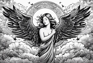 choirs of angels in sky tattoo idea