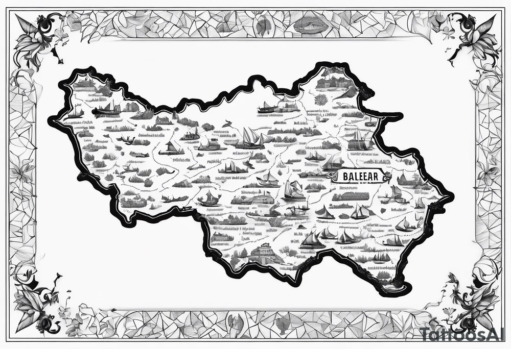 map of balearic   islands tattoo idea