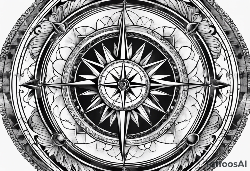 circle with divine proportion and compass tattoo idea