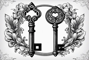 Simple vintage key for him, incorporate the letter a tattoo idea