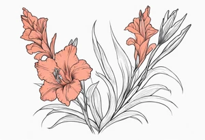 a coral-colored gladiolus tattoo idea