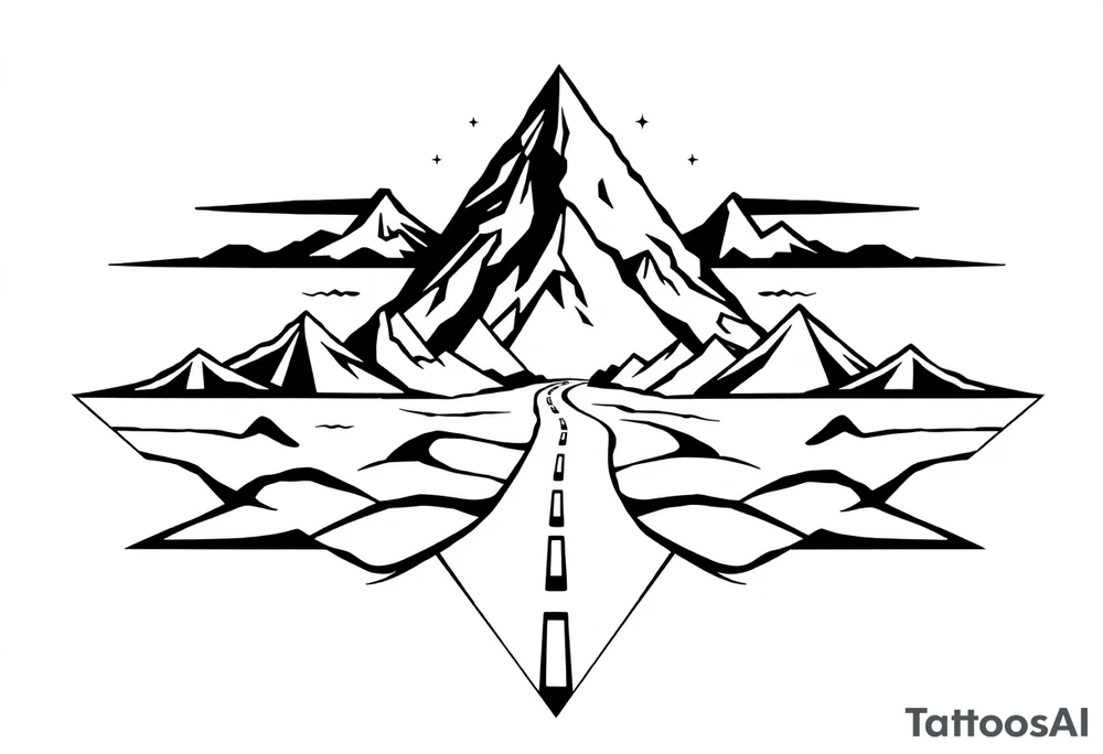Different roads in life meet in the same place but should be very psychedelic and trippy and should super geometric shapes tattoo idea