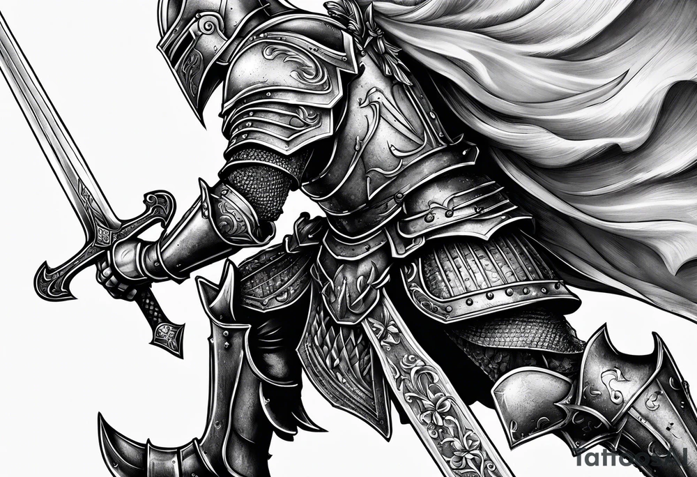 knight in heavy armor tattoo idea