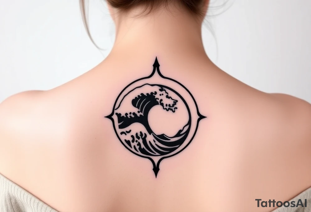 tribal round wave tattoo idea