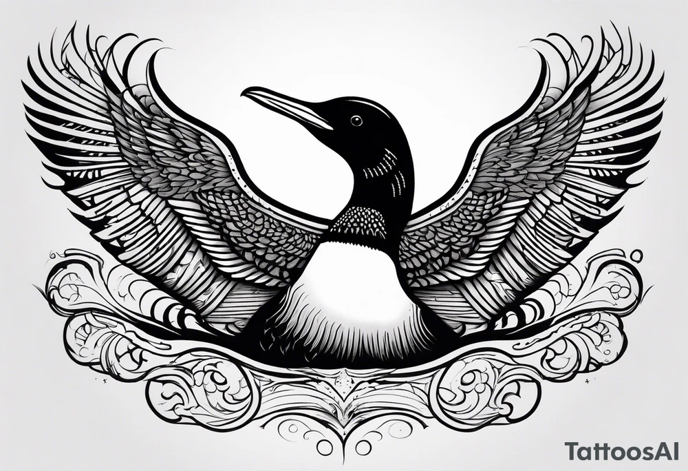 A loon with its wings spread looking badass and tough tattoo idea