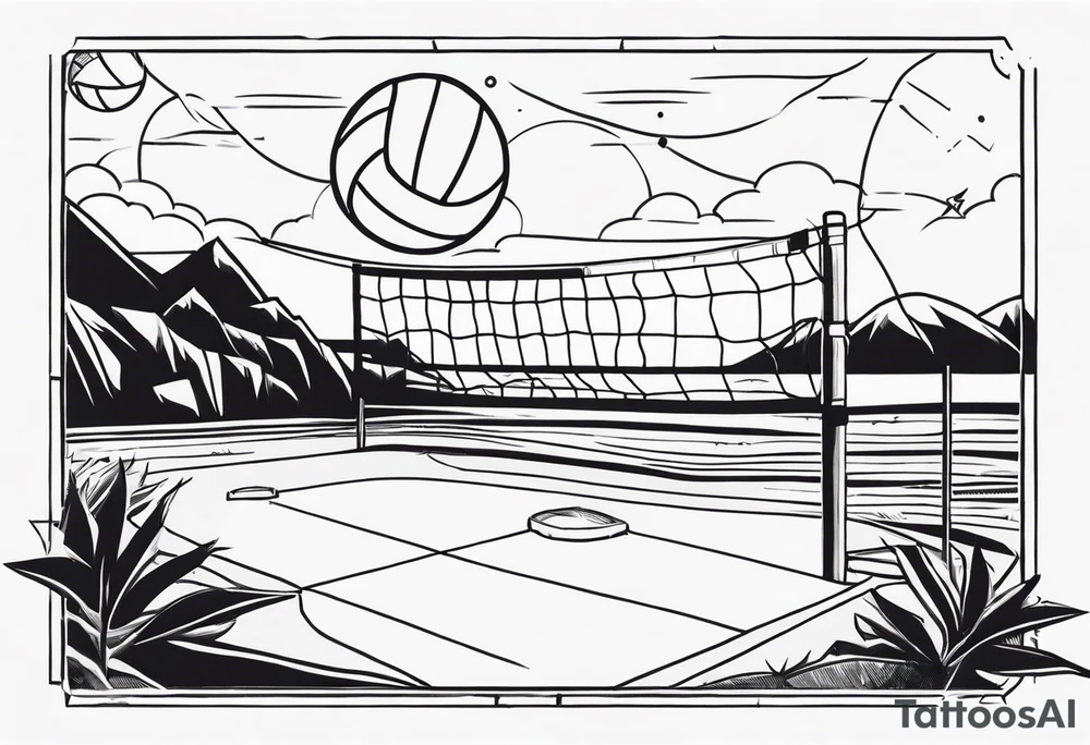 volleyball game on the beach tattoo idea
