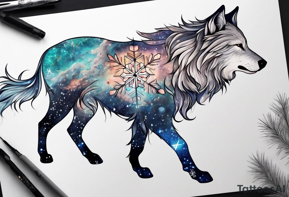 Constellation, animal, snowflake tattoo idea