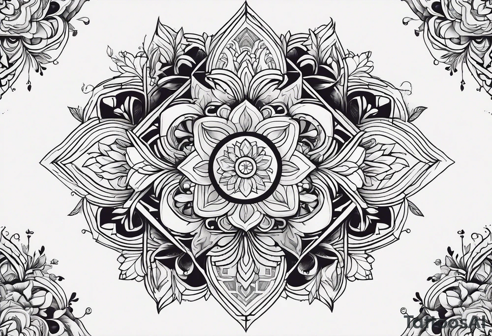 Ornamental tattoo with nature on the back tattoo idea