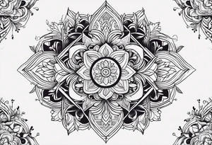 Ornamental tattoo with nature on the back tattoo idea