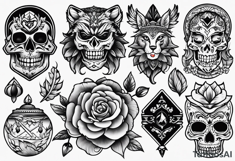 Flash sheet traditional tattoo idea