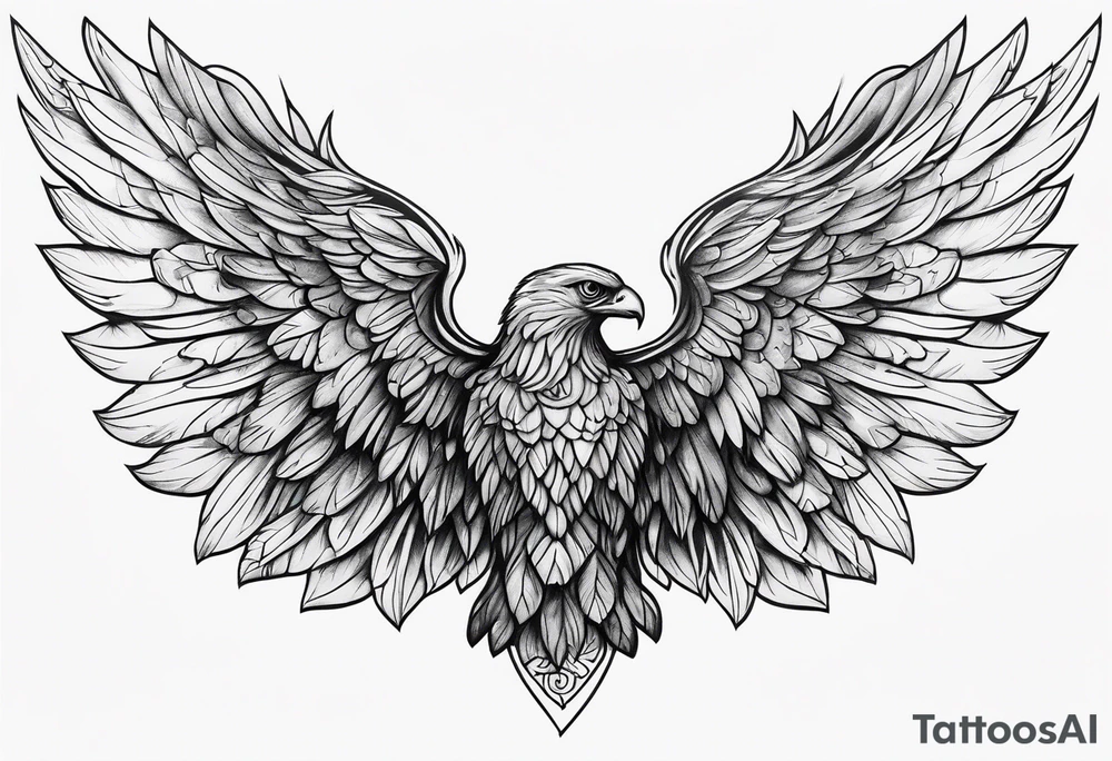 Black archangel wing tattoo idea
