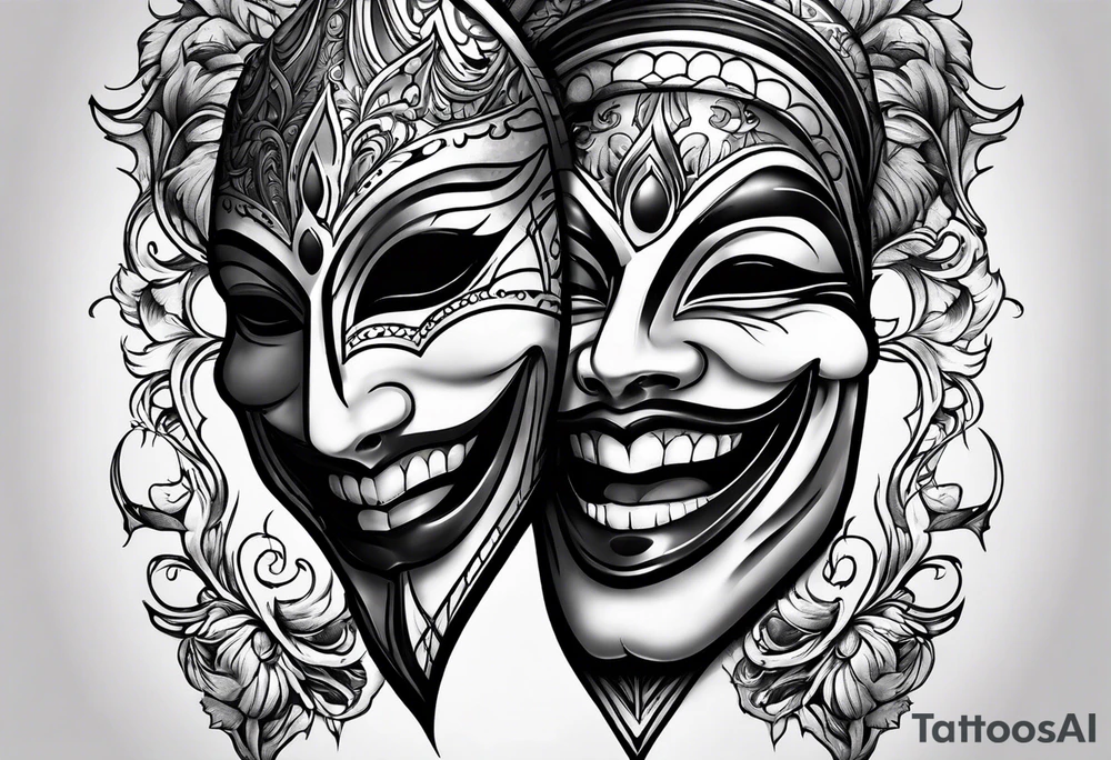 cool Tattoo Drama two Mask laugh and cry tattoo idea