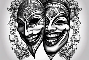 cool Tattoo Drama two Mask laugh and cry tattoo idea