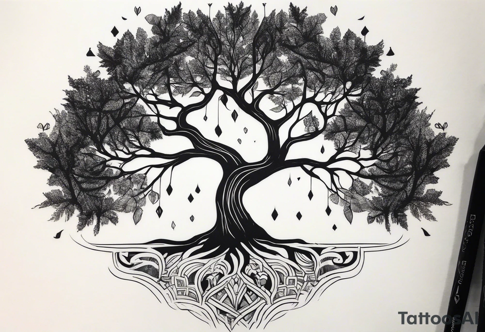 tree in the shape of a hand tattoo idea