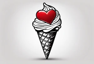 simple mint chocolate chip ice cream cone with small red heart on it somewhere. tattoo idea