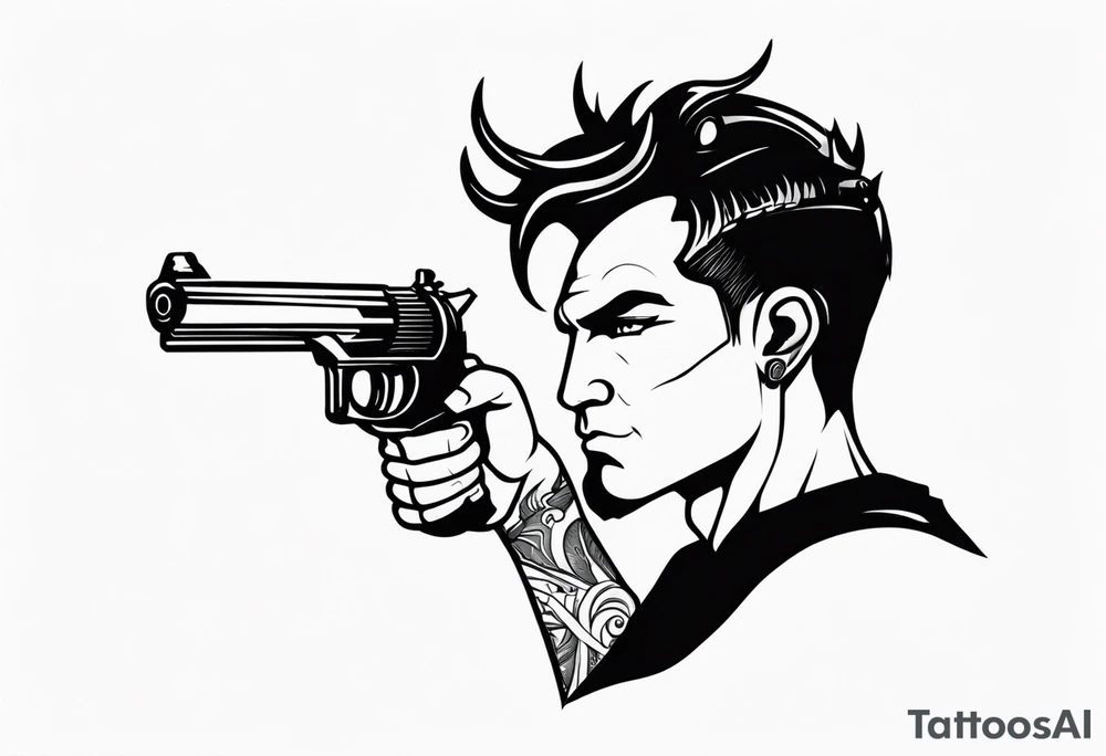capricorn man with gun tattoo idea