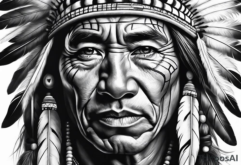 realistic native american tattoo idea