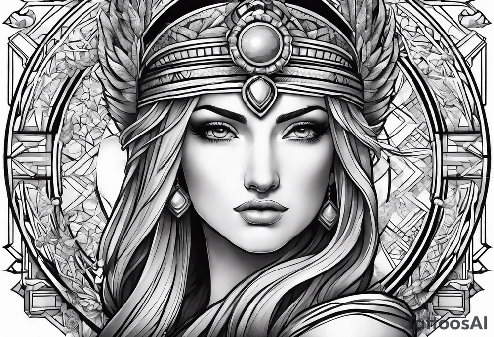 Athena Arm sleeve micorealistic tattoo idea