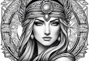 Athena Arm sleeve micorealistic tattoo idea