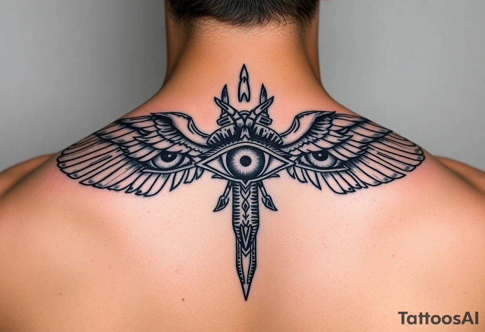 Evil eyes and eye of Horus tattoo idea