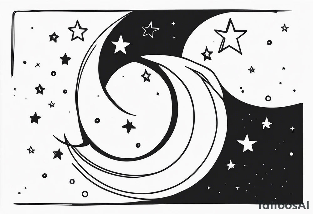 Crescent Moon & Stars tattoo idea