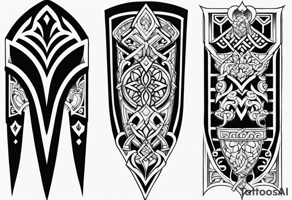 Cletic shin armor tattoo idea