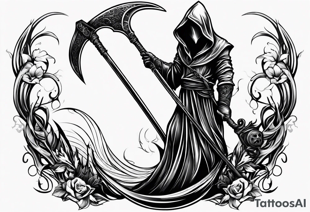 Grim reapers scythe tattoo idea