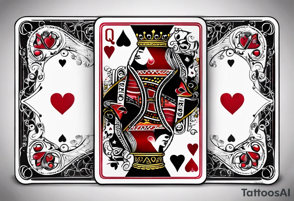 queen of hearts card  -on forearm - with text saying "queen starleen" tattoo idea