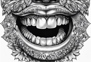 Teeth biting diamonds tattoo idea