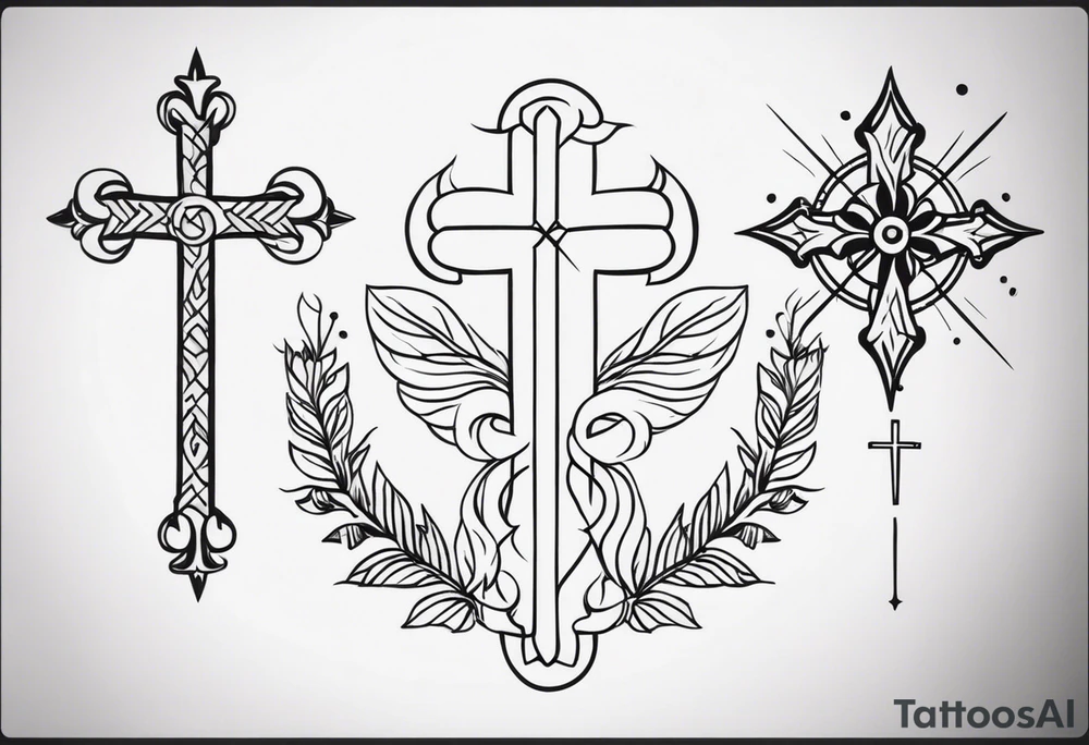 Simple cross tattoos with a date tattoo idea