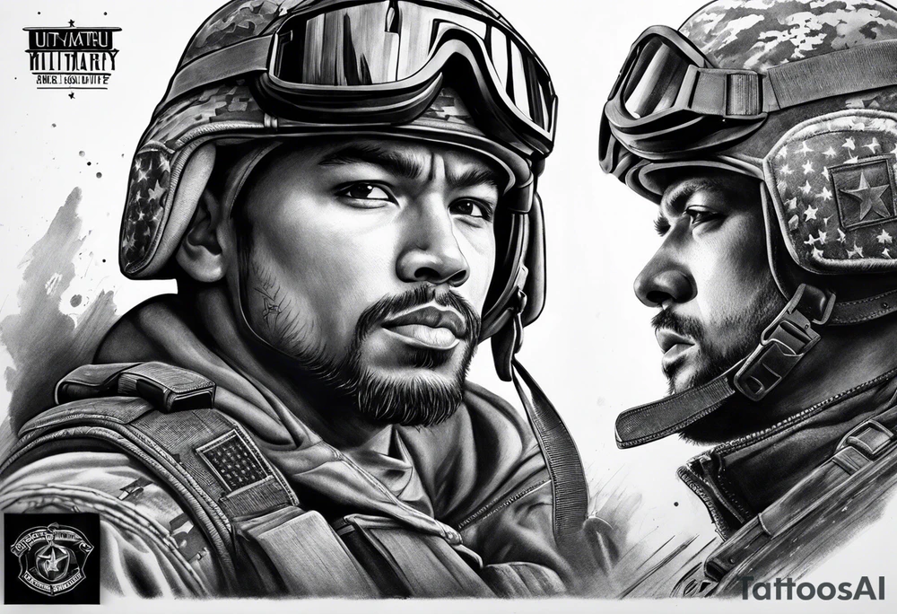 Military themed half sleeve no portraits tattoo idea