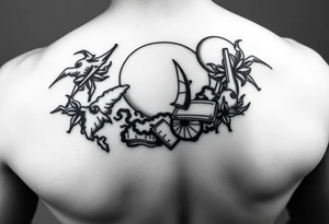 A black and white tattoo that will go on side of the wrist. This is for someone who loves ocean, travel and books. Give this on side of the wrist tattoo idea