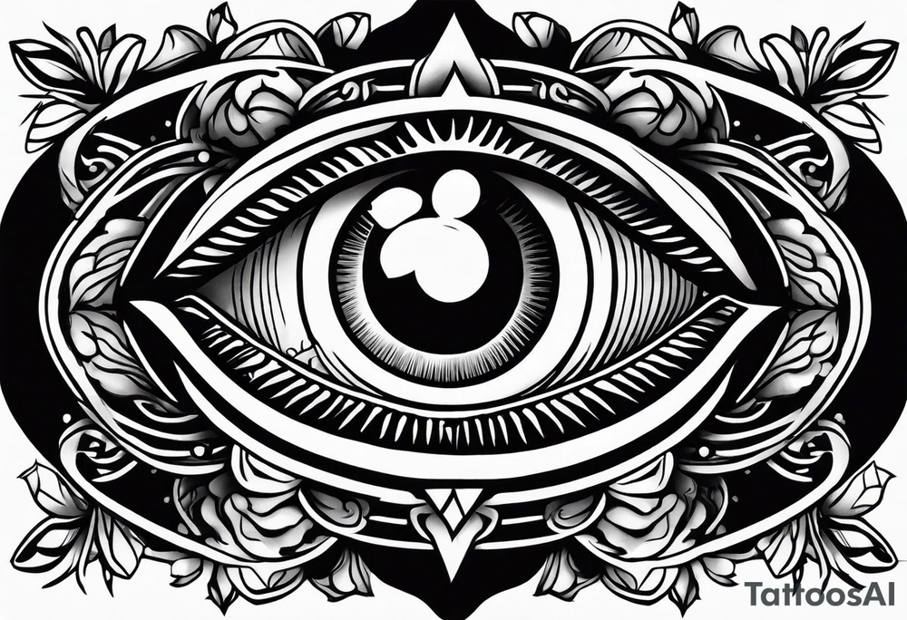 Occult eye tarot card rose tattoo idea