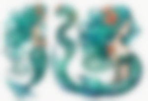 A beautiful mermaid-serpent hybrid with turquois scales and teal hair. tattoo idea